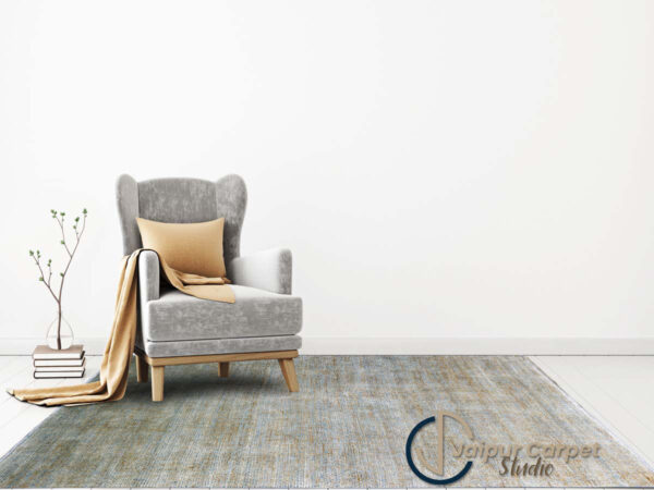 Modern Textured Wool Carpet – Yellow and Gray Accents - Image 2