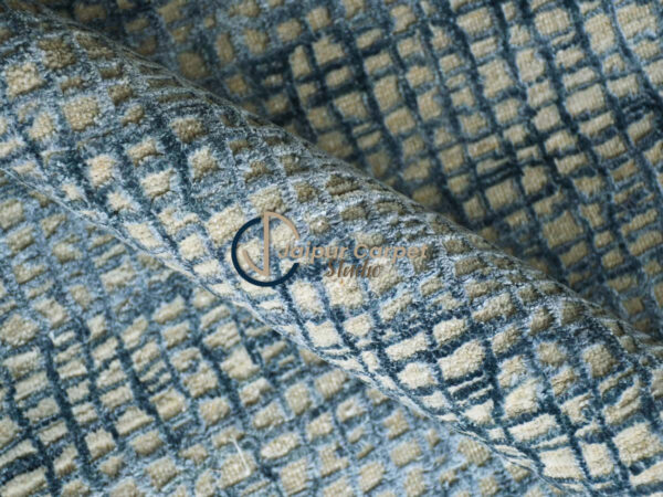 Cerulean Fusion – Handwoven Modern Blue Texture Rug - Image 5