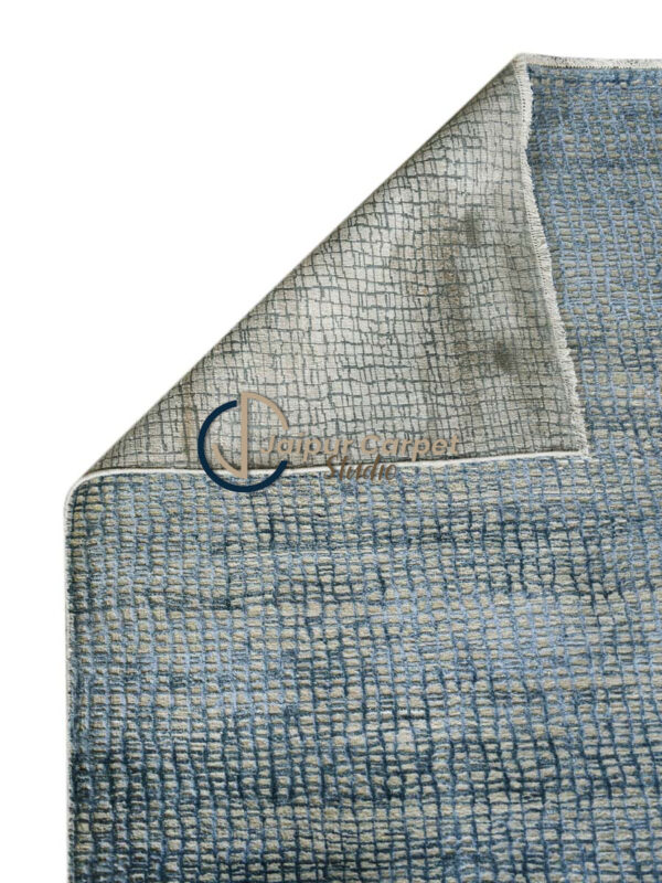 Cerulean Fusion – Handwoven Modern Blue Texture Rug - Image 6