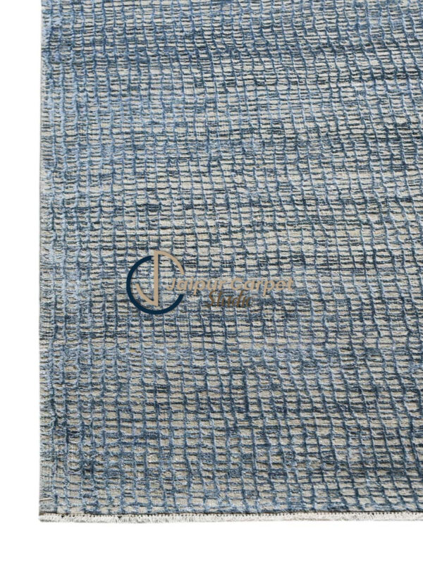 Cerulean Fusion – Handwoven Modern Blue Texture Rug - Image 3