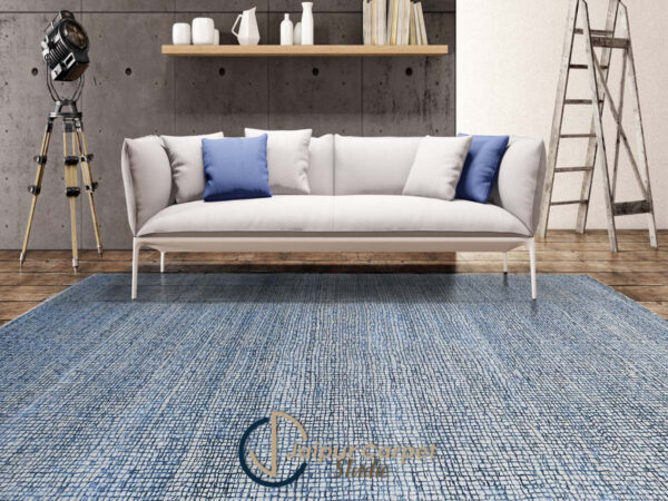 Cerulean Fusion – Handwoven Modern Blue Texture Rug - Image 2