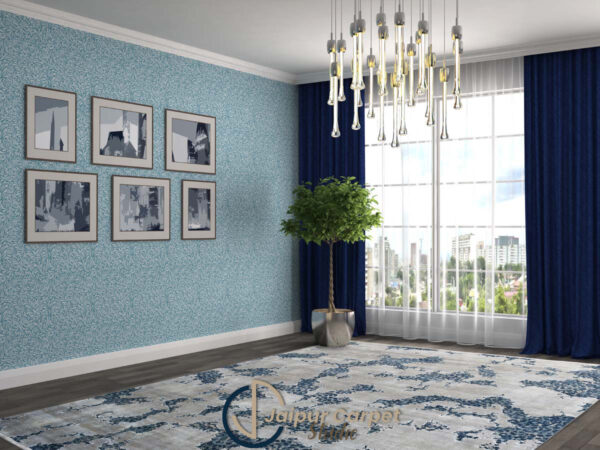 Glacial Mist Melted Ice Textured Premium Wool Rug - Image 2