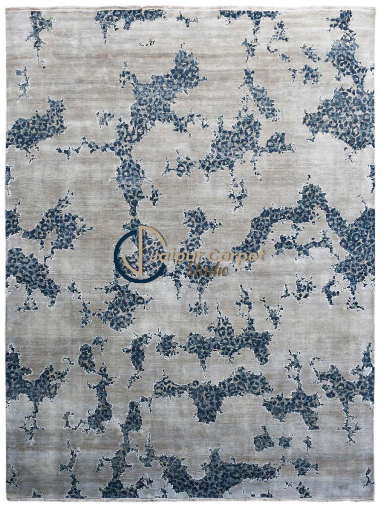Glacial Mist Melted Ice Textured Premium Wool Rug