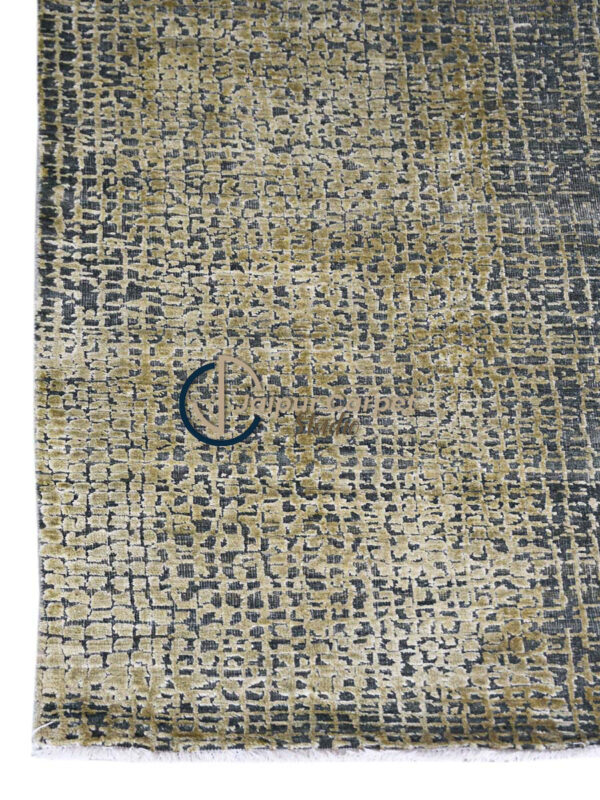 Luxury Handwoven Olive Grid Rug – Modern Textured Weave for Elegant Interiors - Image 4