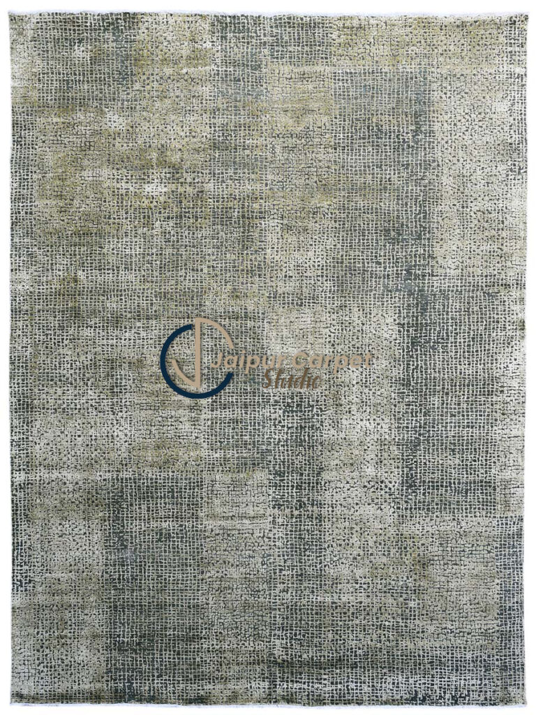 Luxury Handwoven Olive Grid Rug – Modern Textured Weave for Elegant Interiors