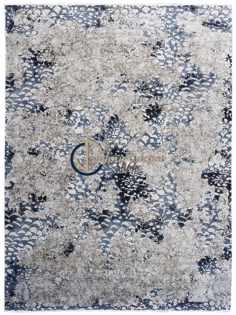 Misty Waves Luxury Area Rug – Abstract Blue & Gray Designer Carpet