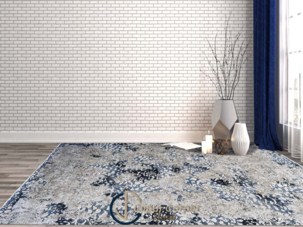 Misty Waves Luxury Area Rug – Abstract Blue & Gray Designer Carpet - Image 2