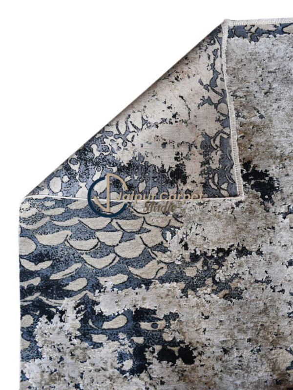 Misty Waves Luxury Area Rug – Abstract Blue & Gray Designer Carpet - Image 7