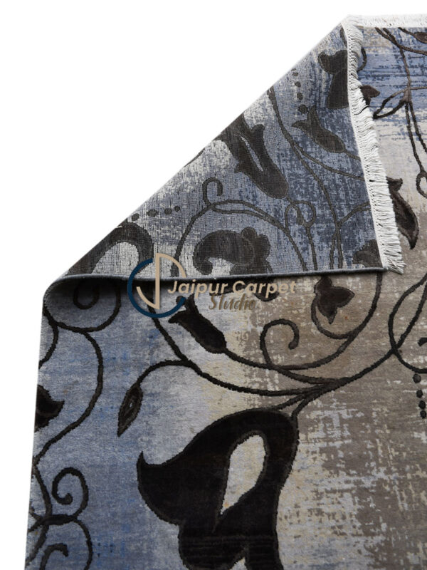 Ethereal Vine – Handcrafted Wool-Silk Rug with Embossed Elegance - Image 7