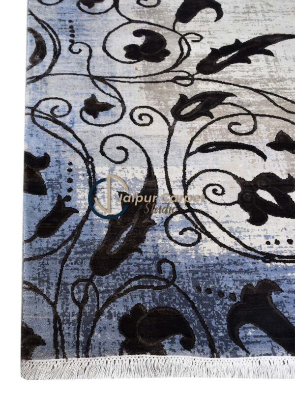 Ethereal Vine – Handcrafted Wool-Silk Rug with Embossed Elegance - Image 4