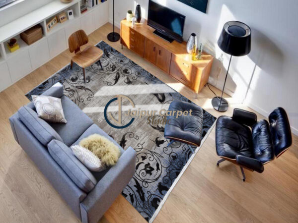 Ethereal Vine – Handcrafted Wool-Silk Rug with Embossed Elegance - Image 2