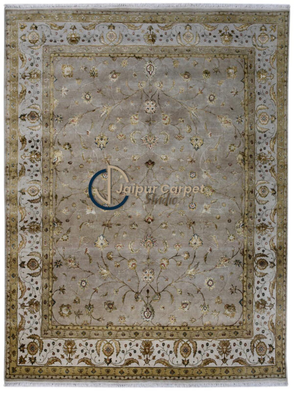 Imperial Serenity - Hand-Knotted Ziegler Rug in Sky & Sand.