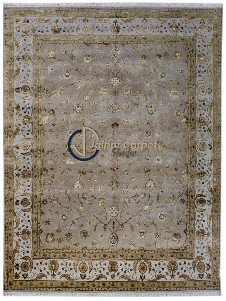 Imperial Serenity - Hand-Knotted Ziegler Rug in Sky & Sand.