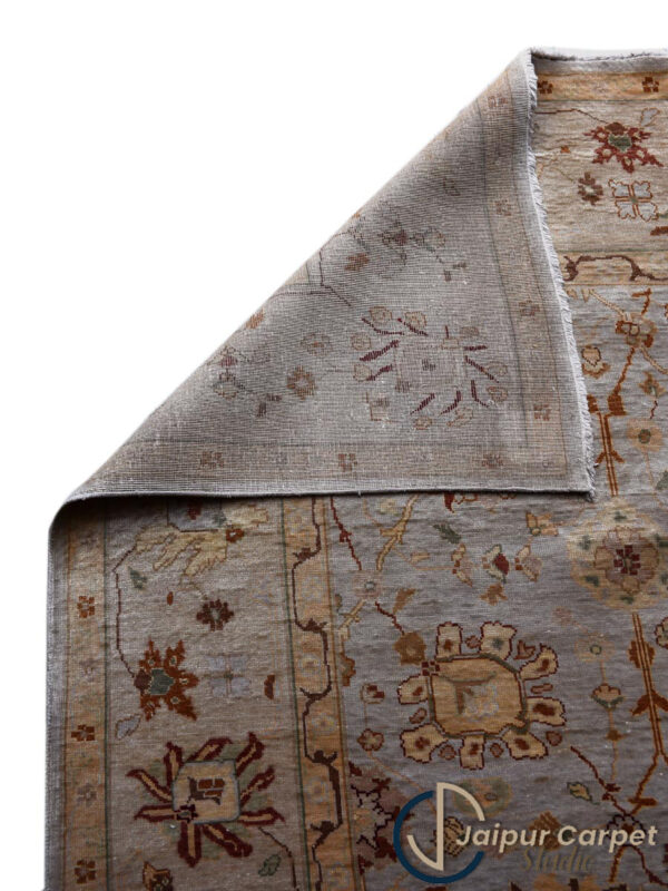 Imperial Serenity - Hand-Knotted Ziegler Rug in Sky & Sand. - Image 8
