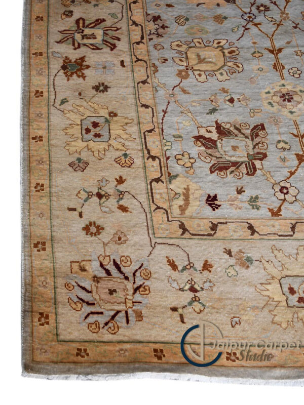 Imperial Serenity - Hand-Knotted Ziegler Rug in Sky & Sand. - Image 4