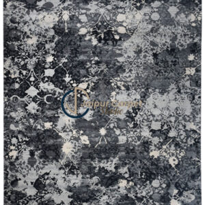 Midnight Bloom – Hand-Knotted Wool Rug with Floral Elegance
