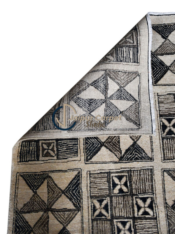 Graphite Mosaic – Handcrafted Wool Rug with Geometric Charm - Image 7