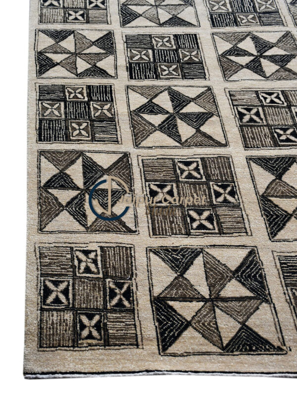 Graphite Mosaic – Handcrafted Wool Rug with Geometric Charm - Image 5
