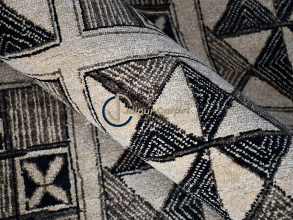 Graphite Mosaic – Handcrafted Wool Rug with Geometric Charm - Image 4