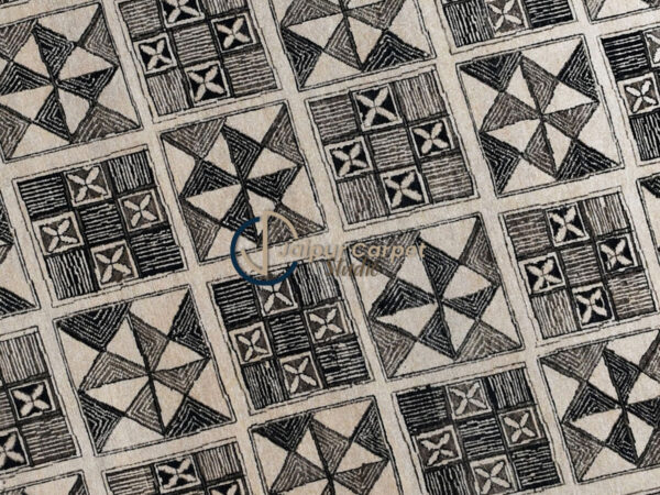 Graphite Mosaic – Handcrafted Wool Rug with Geometric Charm - Image 3