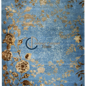 Sapphire Mirage – Hand-Knotted Modern Rug in Blue & Gold