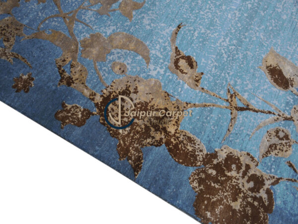 Sapphire Mirage – Hand-Knotted Modern Rug in Blue & Gold - Image 7