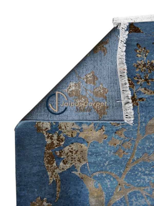 Sapphire Mirage – Hand-Knotted Modern Rug in Blue & Gold - Image 8