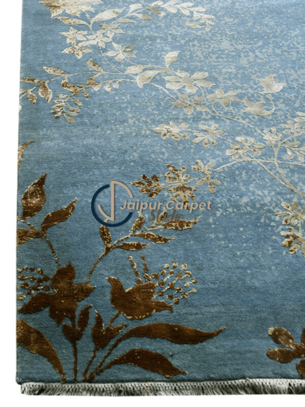 Sapphire Mirage – Hand-Knotted Modern Rug in Blue & Gold - Image 4