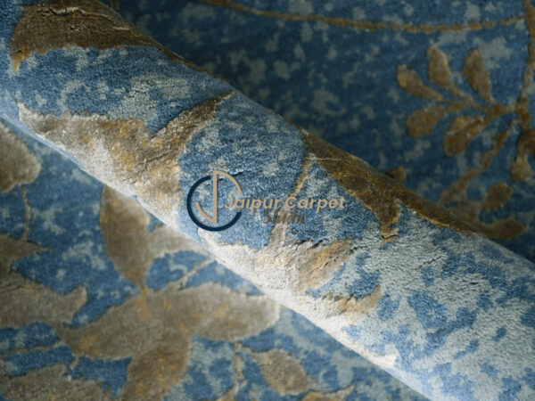 Sapphire Mirage – Hand-Knotted Modern Rug in Blue & Gold - Image 5