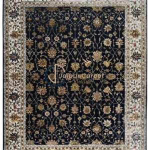 Midnight Mughal Floral Rug – Black Elegance Redefined
