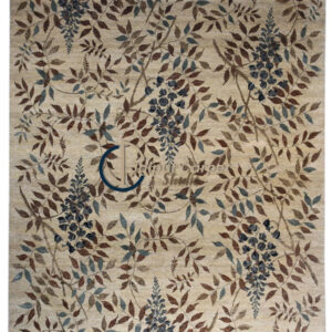 Serene Leaves - Wool-Silk Rug, Embossed Elegance