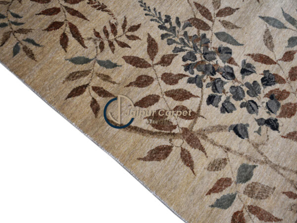 Serene Leaves - Wool-Silk Rug, Embossed Elegance - Image 6