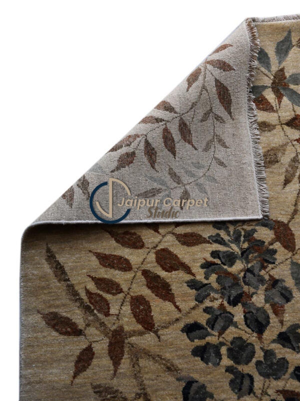 Serene Leaves - Wool-Silk Rug, Embossed Elegance - Image 7