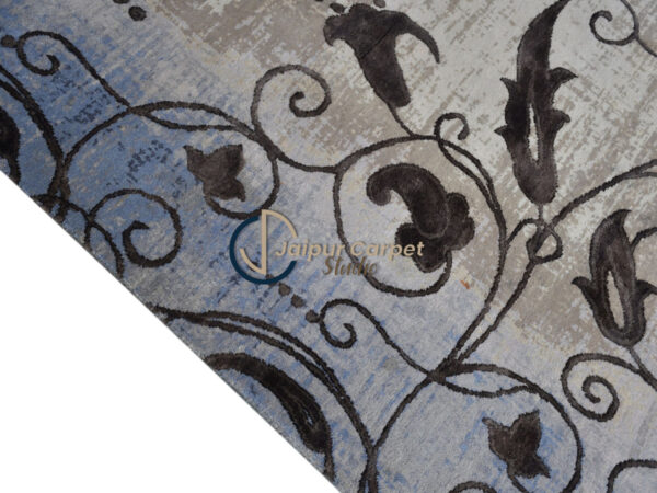 Ethereal Vine – Handcrafted Wool-Silk Rug with Embossed Elegance - Image 6