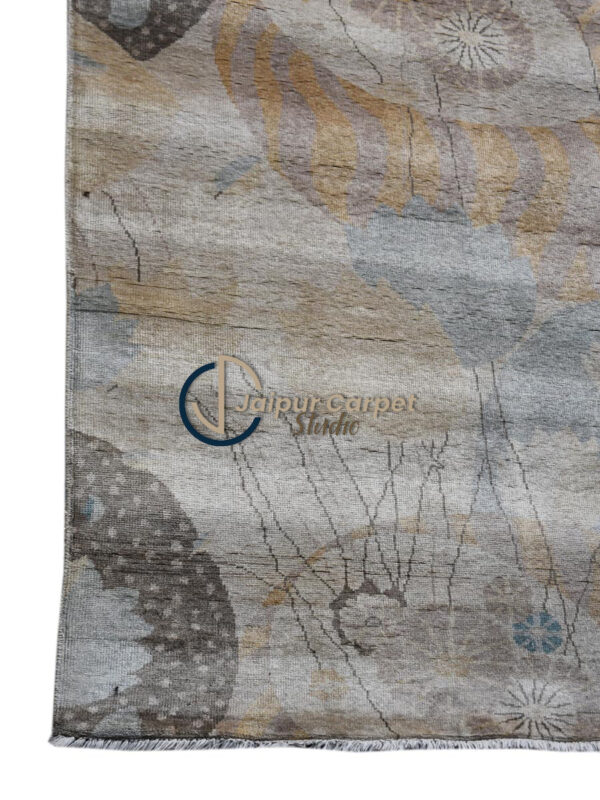 Whimsical Botanica Silk Rug – Abstract Floral Allure - Image 4