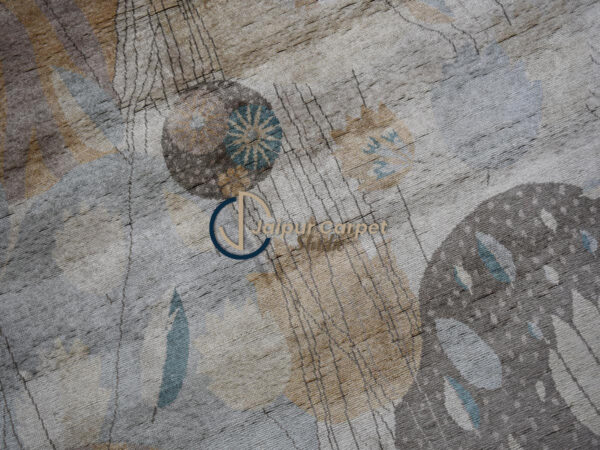 Whimsical Botanica Silk Rug – Abstract Floral Allure - Image 3