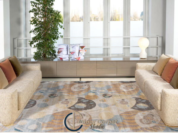 Whimsical Botanica Silk Rug – Abstract Floral Allure - Image 2