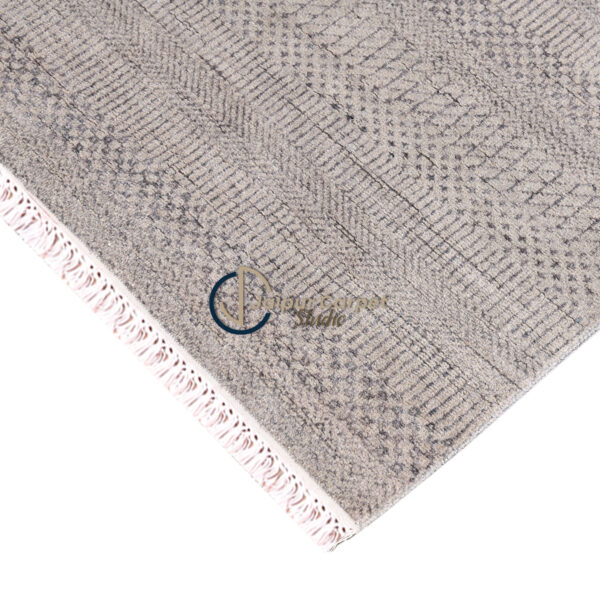Ethereal Gray Symphony – Hand-Knotted Wool Silk Carpet of Minimal Elegance - Image 6