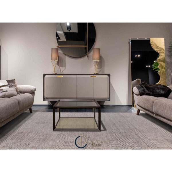 Ethereal Gray Symphony – Hand-Knotted Wool Silk Carpet of Minimal Elegance - Image 2