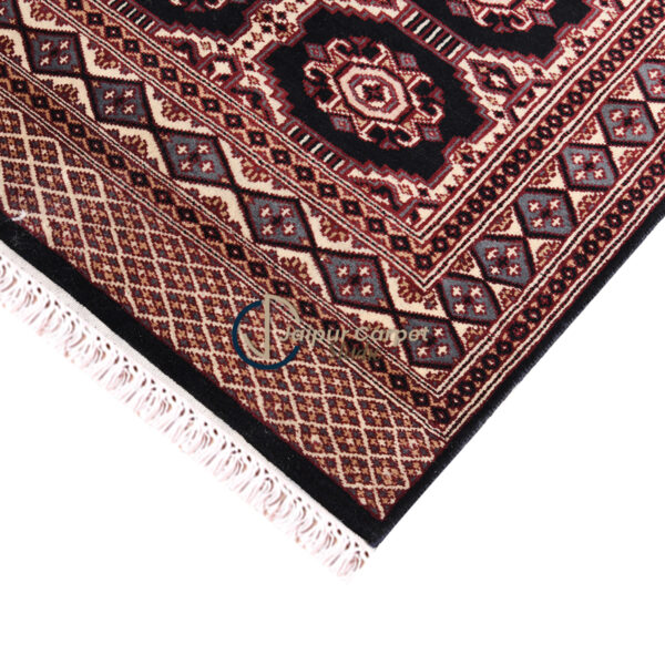 Obsidian Trellis – Hand-Knotted Bokhara Wool Rug - Image 5