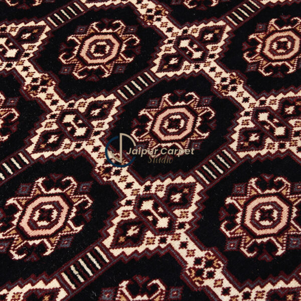 Obsidian Trellis – Hand-Knotted Bokhara Wool Rug - Image 3