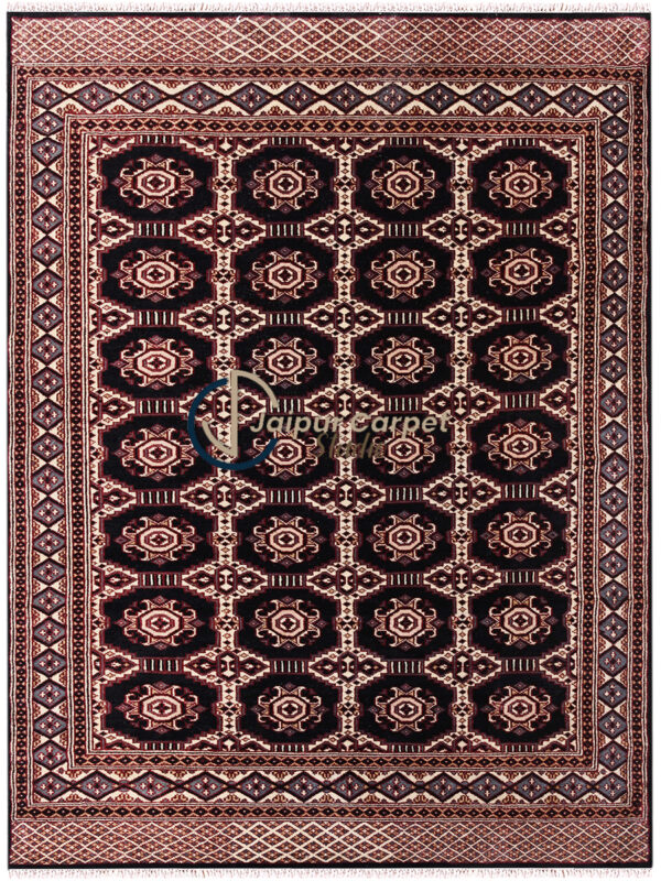 Obsidian Trellis – Hand-Knotted Bokhara Wool Rug