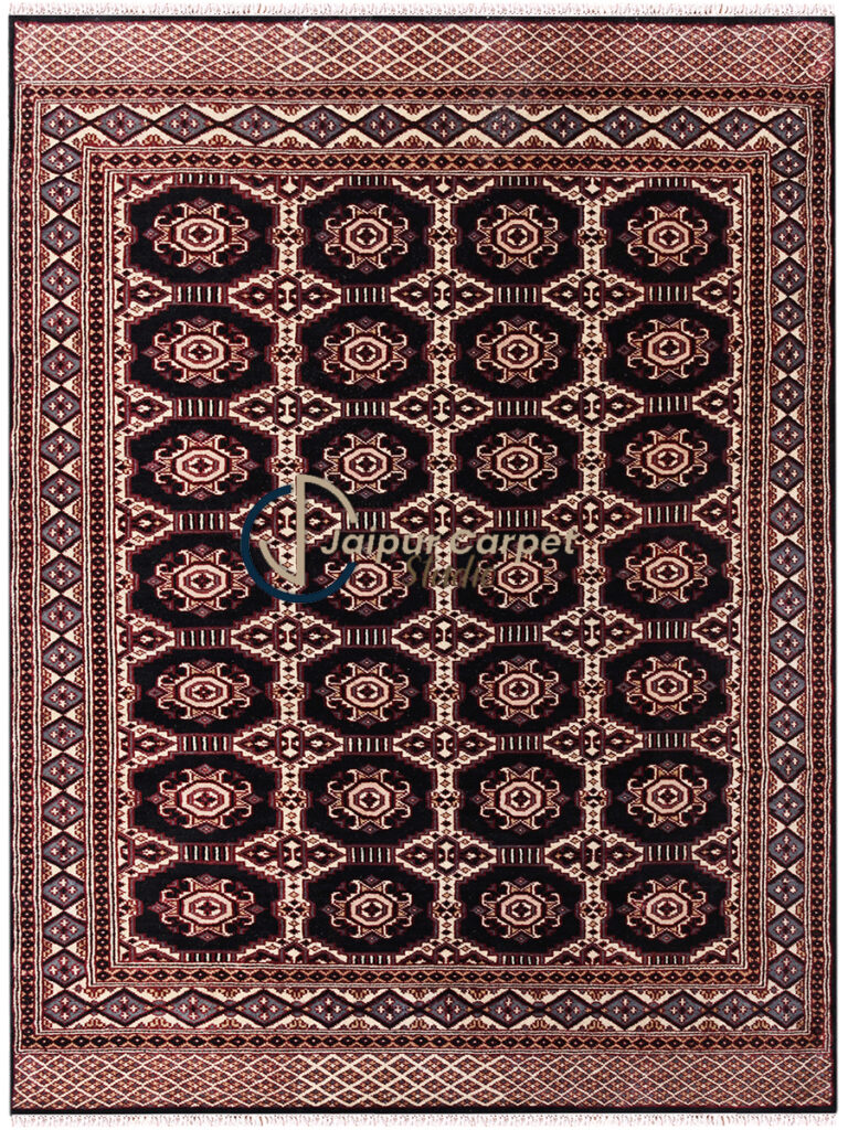 Obsidian Trellis – Hand-Knotted Bokhara Wool Rug