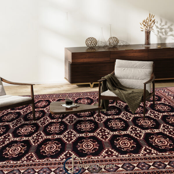 Obsidian Trellis – Hand-Knotted Bokhara Wool Rug - Image 2