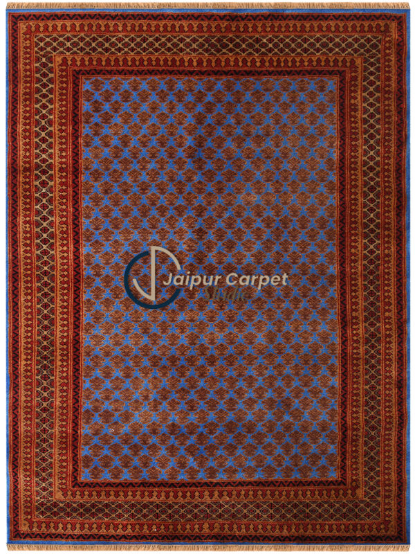 Cobalt Vine – Hand-Knotted Pure Wool Rug
