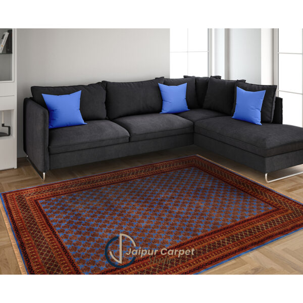 Cobalt Vine – Hand-Knotted Pure Wool Rug - Image 2