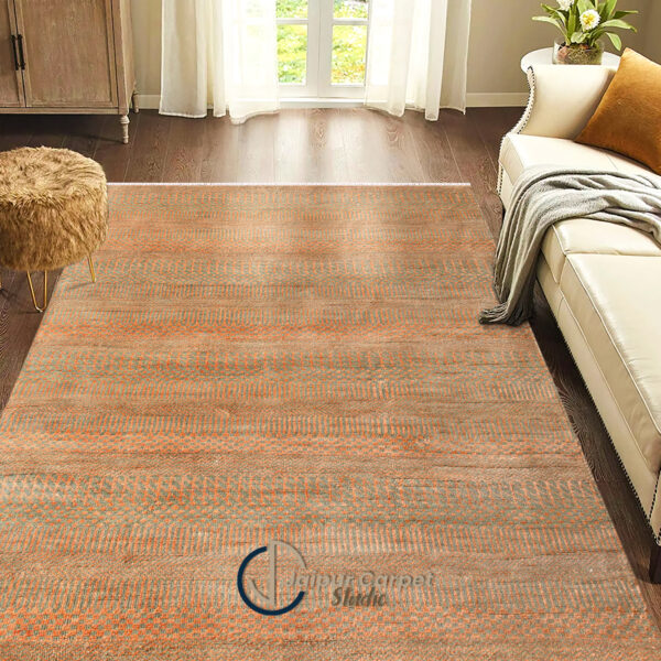 Sandstone Serenade – Textured Wool Silk Rug in Earthy Tones - Image 2
