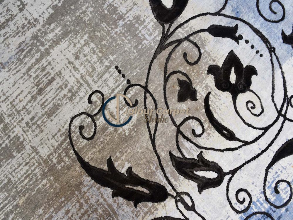 Ethereal Vine – Handcrafted Wool-Silk Rug with Embossed Elegance - Image 3