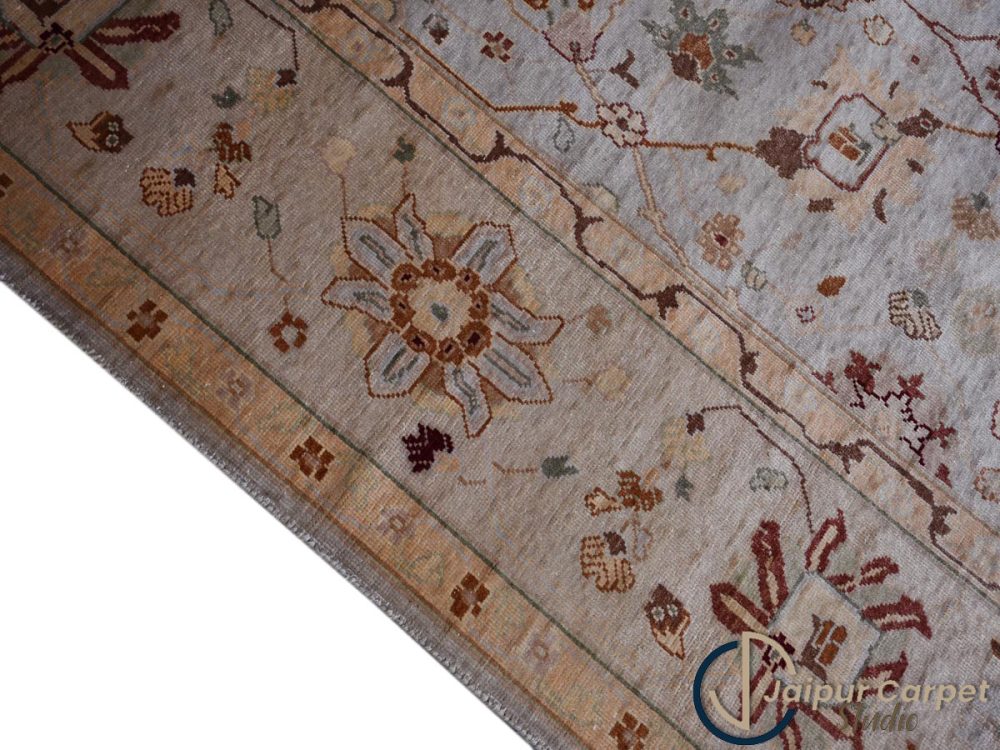 Imperial Serenity - Hand-Knotted Ziegler Rug in Sky & Sand. - Image 7