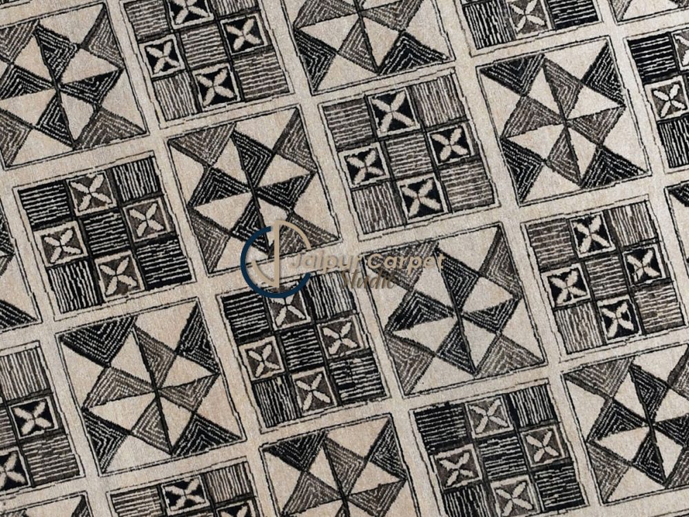 Graphite Mosaic – Handcrafted Wool Rug with Geometric Charm - Image 3